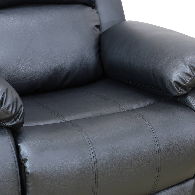 Sofá de sala de estar de 3 piezas de cuero sintético y PVC negro
