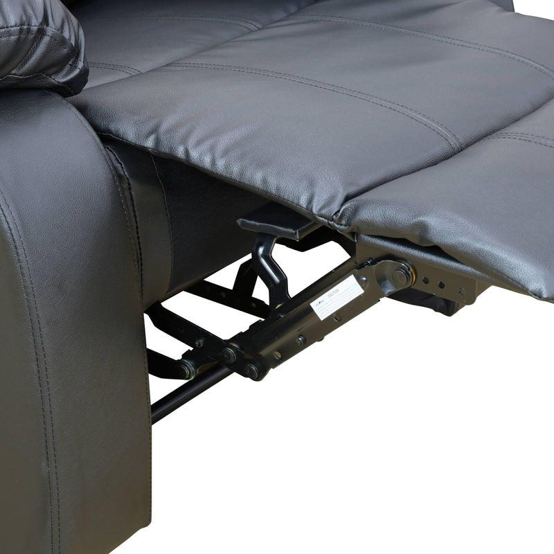 Sofá de sala de estar de 3 piezas de cuero sintético y PVC negro