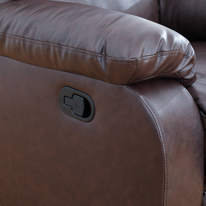 Sofá de sala de estar de 3 piezas de cuero sintético y PVC negro