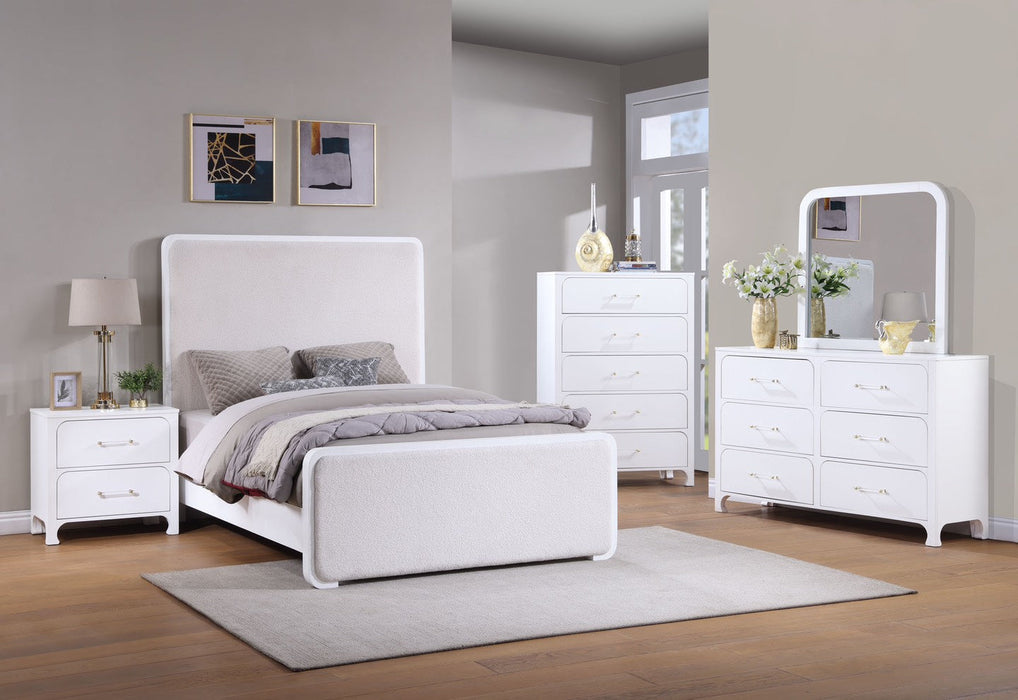 Anastasia  Boucle Upholstered  Bedroom Set Pearl White and Beige