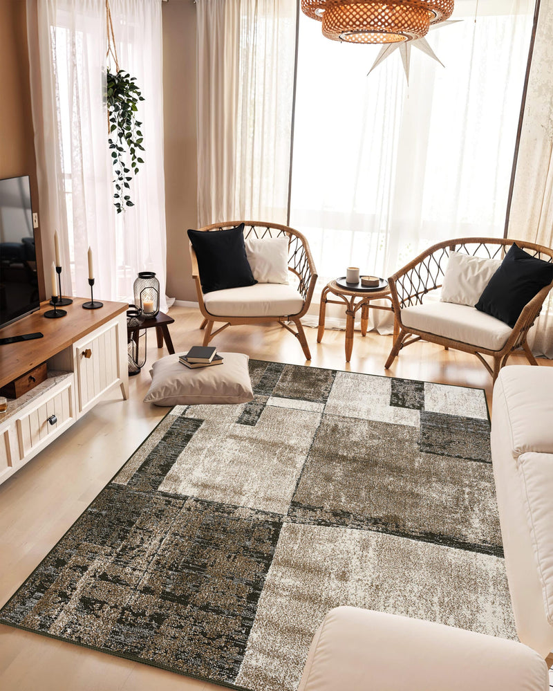 K&D RUG DESIGN 12013 Grey 7x10 (6'6x9'2")"