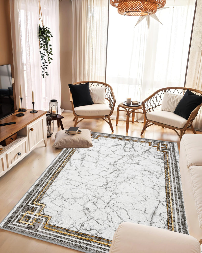 MARBLE Rug Design 1041 Grey 7 Foot Round (6'6x6'6" Round)"