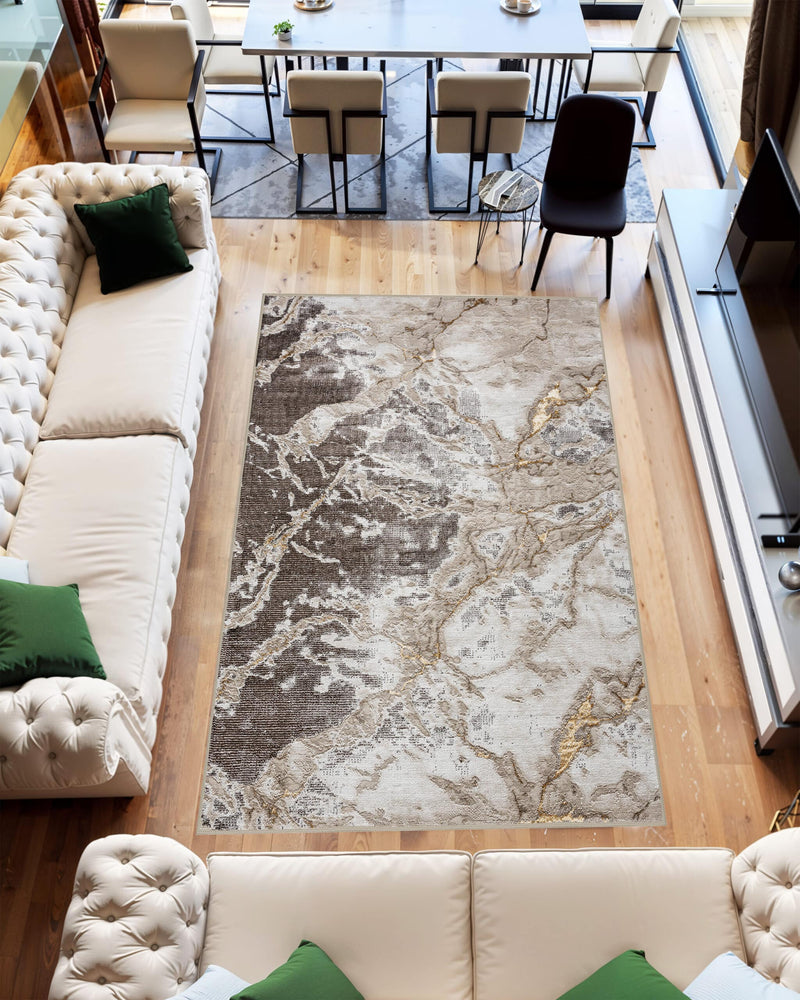 MARBLE Rug Design 1046 Beige 2x8 Runner (2'6x7'9")"