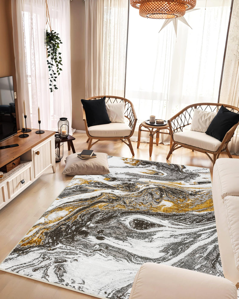 MARBLE Rug Design 1047 Grey 5x8 (5'2x7'5")"