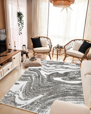 MARBLE Rug Design 1048 Grey 7 Foot Round (6'6x6'6" Round)"