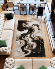 MARBLE Rug Design 1060 Black 2x8 Runner (2'6x7'9")"