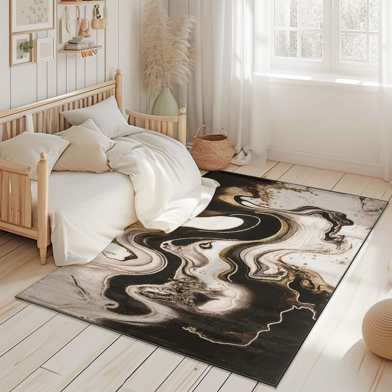MARBLE Rug Design 1060 Black 5x8 (5'2x7'5")"