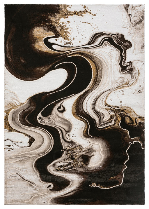 MARBLE Rug Design 1060 Black 7 Foot Round (6'6x6'6" Round)"