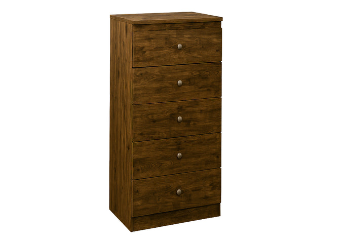 Cómoda de 5 cajones en madera ahumada