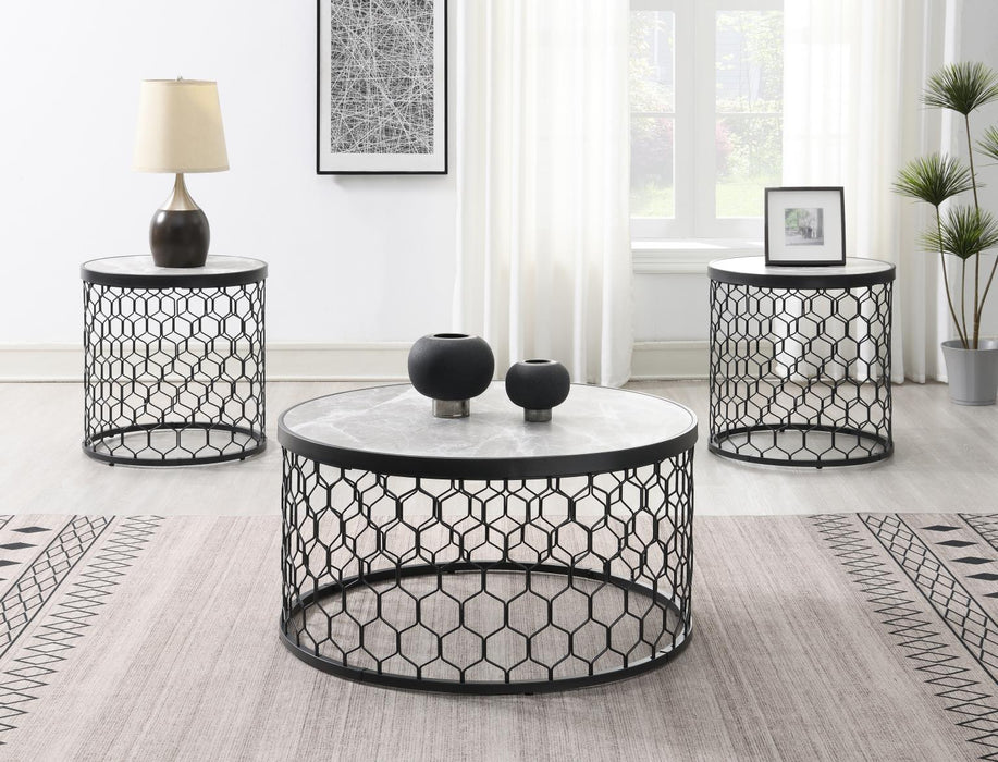 Black/Silver Sparkle Coffee Table & 2 End Table