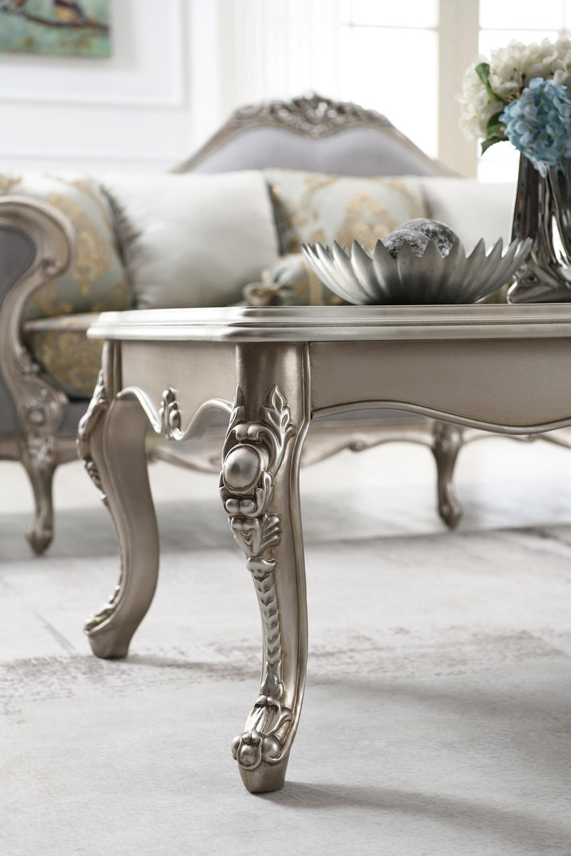Uriah Champagne Silver Sofa Living Room Collection