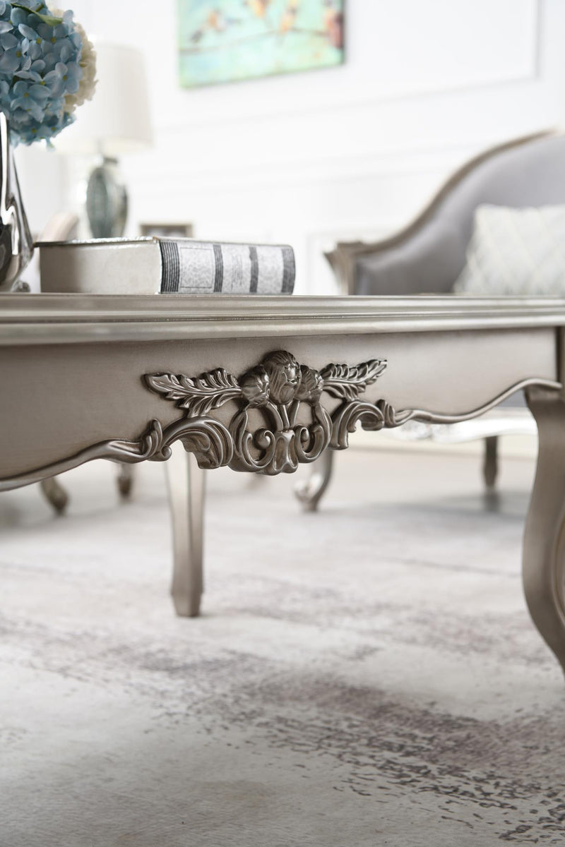 Uriah Champagne Silver Sofa Living Room Collection
