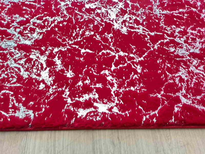 TIMMY-S SHAGGY Rug  TD3396-B2-RED+SILVER Red 7x10 (6'6x9'2")"