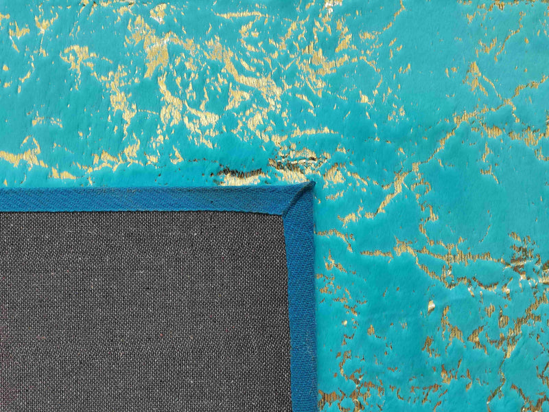 TIMMY-S SHAGGY Rug TD3396-B6-TEAL+GOLD Turquoise 7x10 (6'6x9'2")"