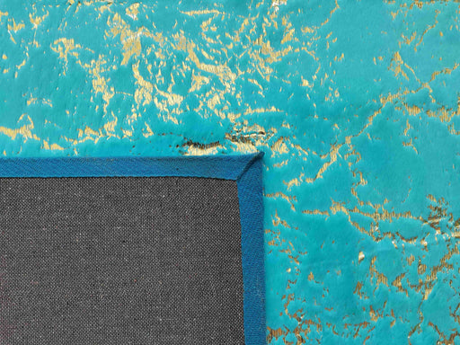 TIMMY-S SHAGGY Rug TD3396-B6-TEAL+GOLD Turquoise 7x10 (6'6x9'2")"