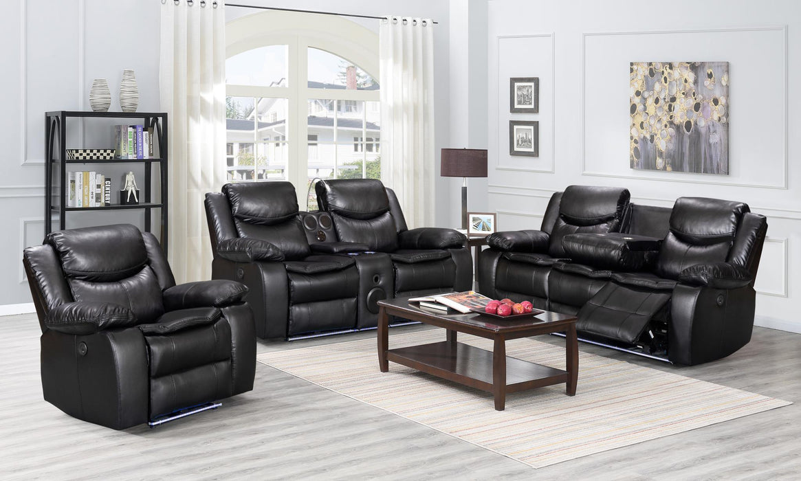 Black Power Reclining Loveseat W/Led Light & Speaker