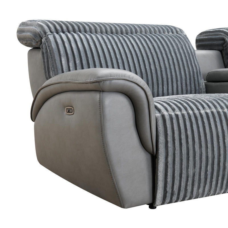 Seccional reclinable eléctrico Elle Gray con reposacabezas eléctrico
