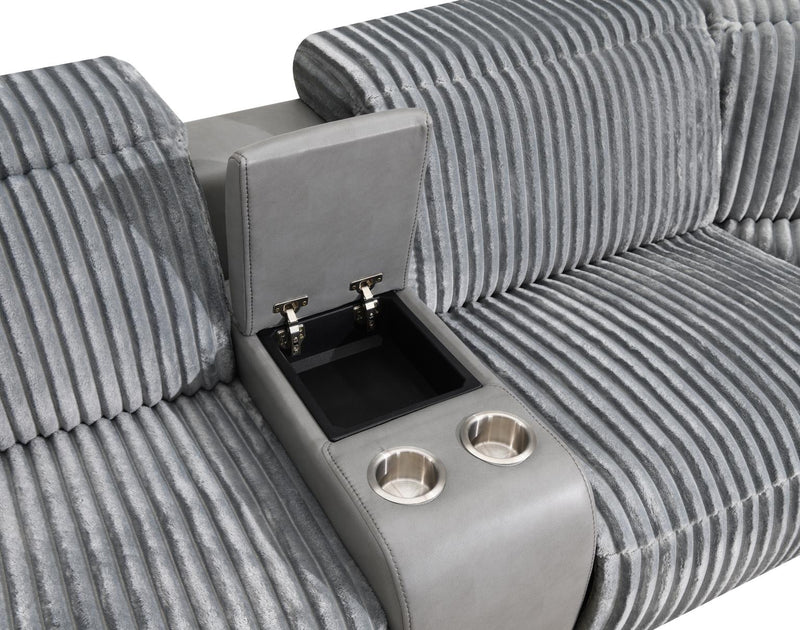 Seccional reclinable eléctrico Elle Gray con reposacabezas eléctrico
