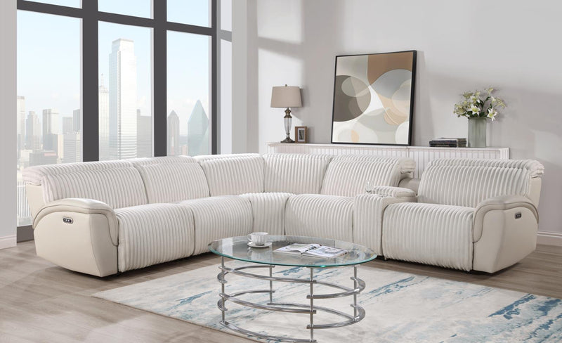 Sofá seccional reclinable eléctrico Elle Beige con reposacabezas eléctrico