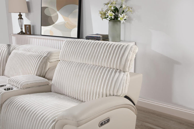 Sofá seccional reclinable eléctrico Elle Beige con reposacabezas eléctrico