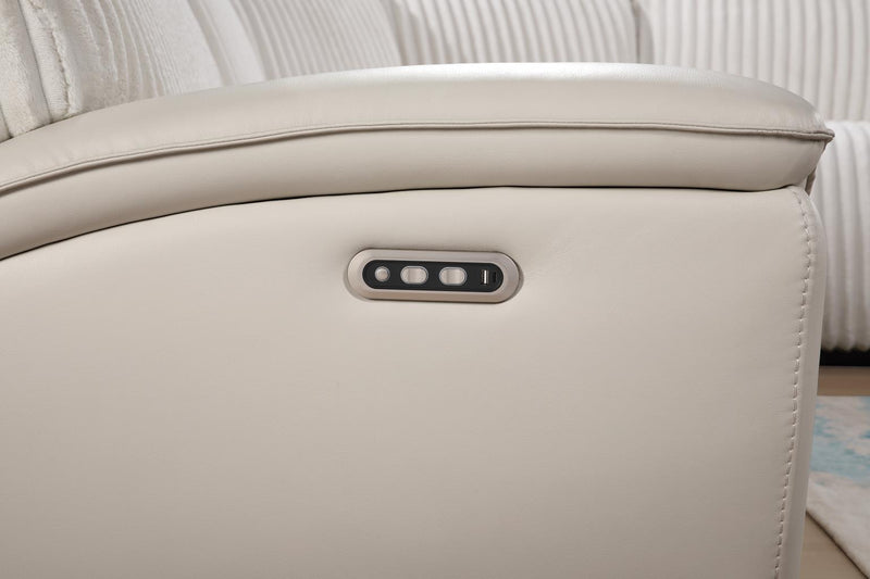 Sofá seccional reclinable eléctrico Elle Beige con reposacabezas eléctrico