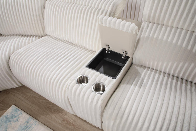 Sofá seccional reclinable eléctrico Elle Beige con reposacabezas eléctrico