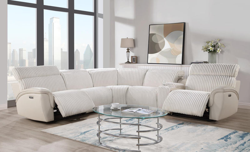 Sofá seccional reclinable eléctrico Elle Beige con reposacabezas eléctrico