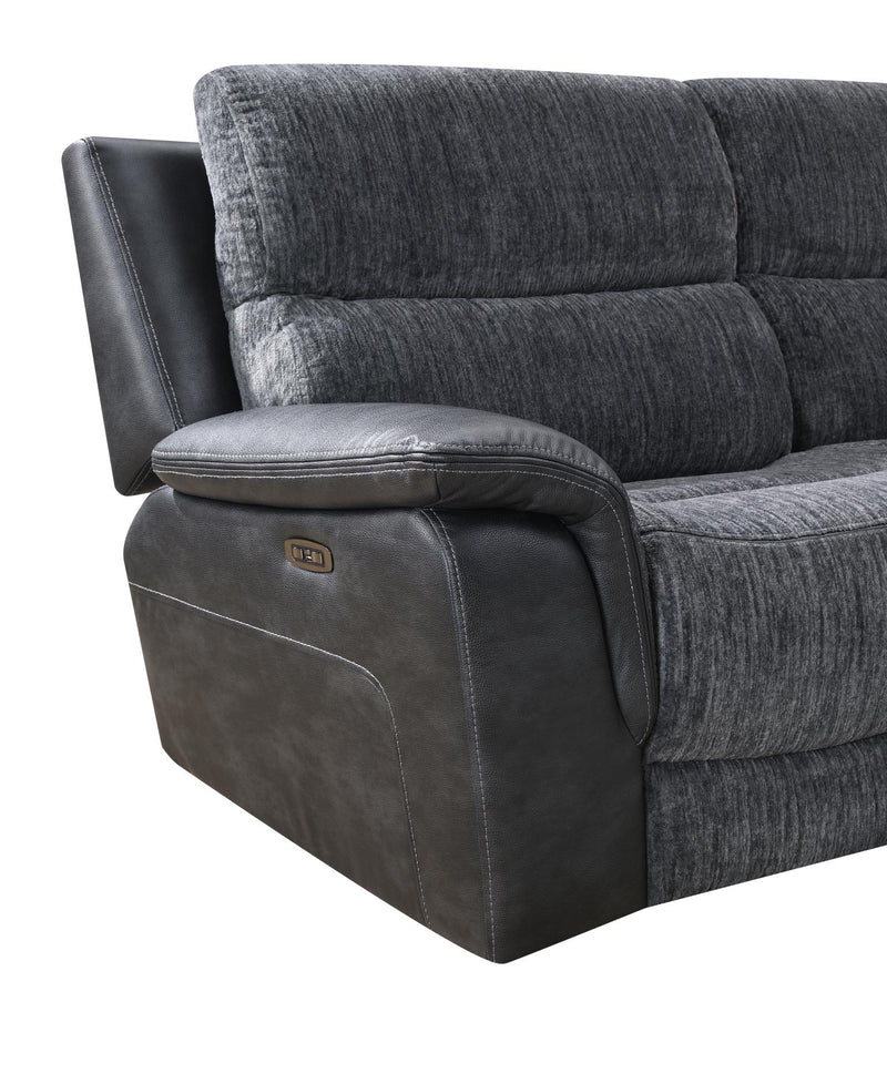 Seccional reclinable eléctrico Hazel gris carbón con reposacabezas eléctrico