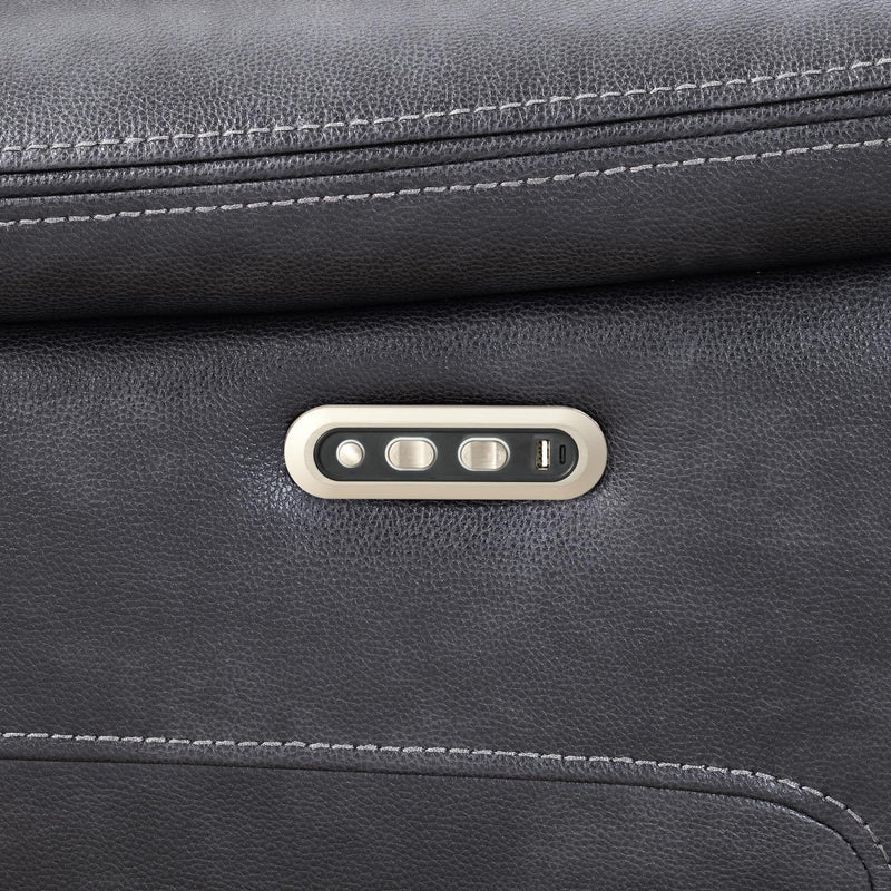Seccional reclinable eléctrico Hazel gris carbón con reposacabezas eléctrico