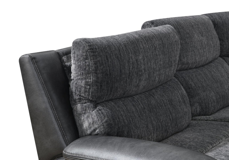 Seccional reclinable eléctrico Hazel gris carbón con reposacabezas eléctrico