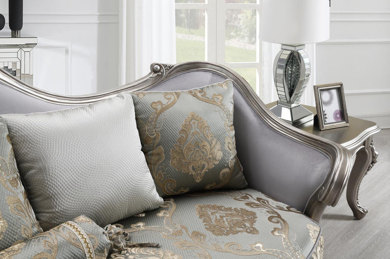 Uriah Champagne Silver Sofa Living Room Collection