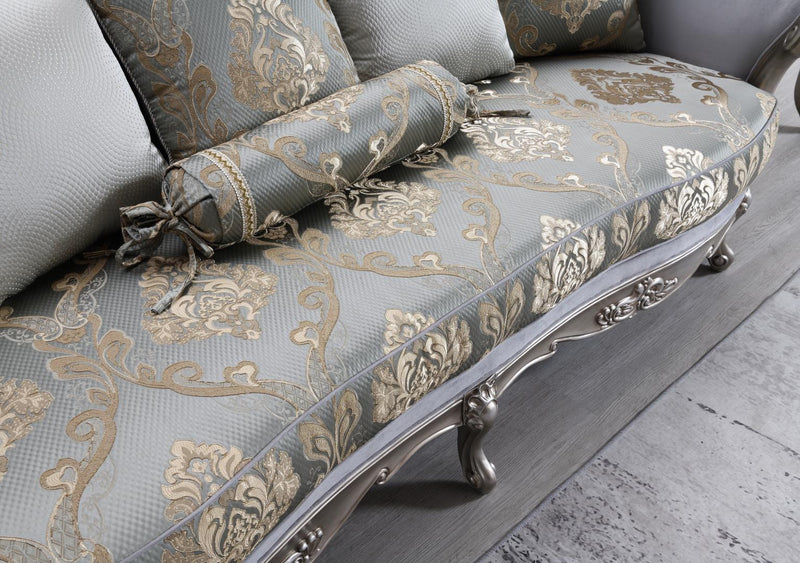 Uriah Champagne Silver Sofa Living Room Collection