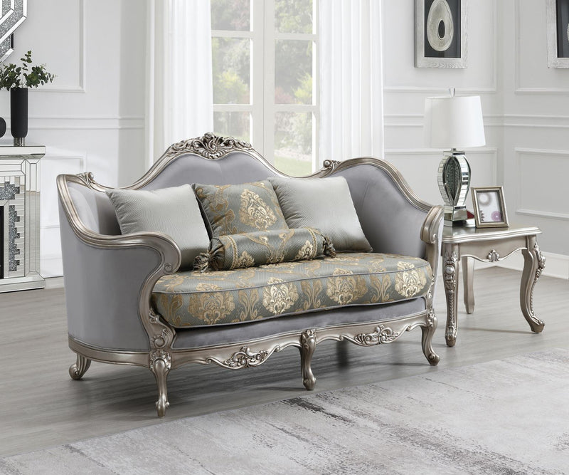 Uriah Champagne Silver Loveseat Living Room Collection