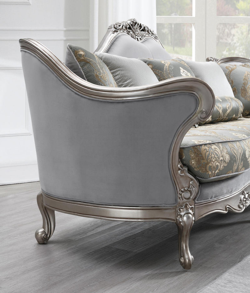 Uriah Champagne Silver Sofa Living Room Collection