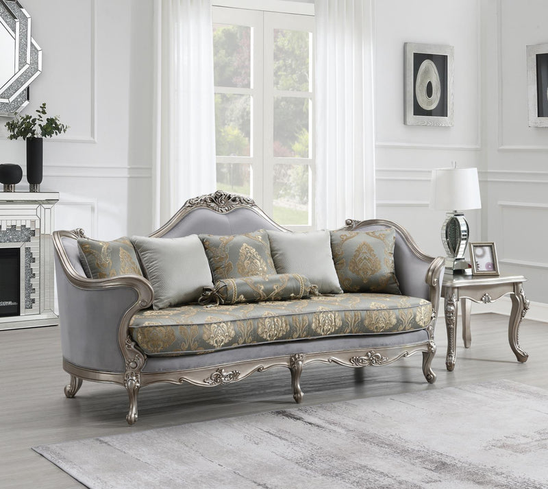 Uriah Champagne Silver Sofa Living Room Collection