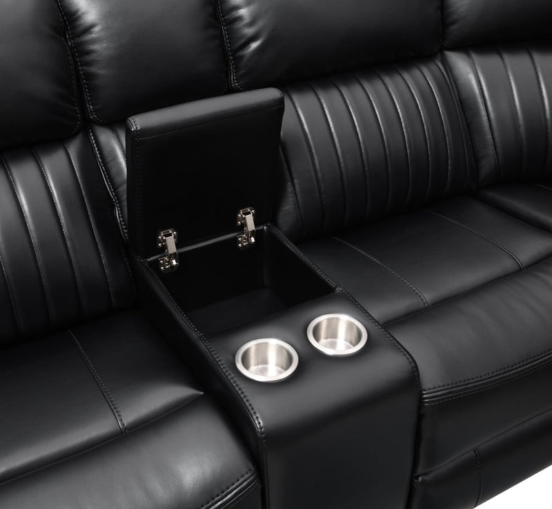 Sofá seccional reclinable eléctrico Atronia Black con pantalla