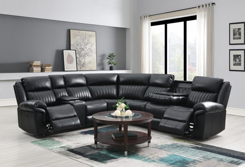 Sofá seccional reclinable eléctrico Atronia Black con pantalla
