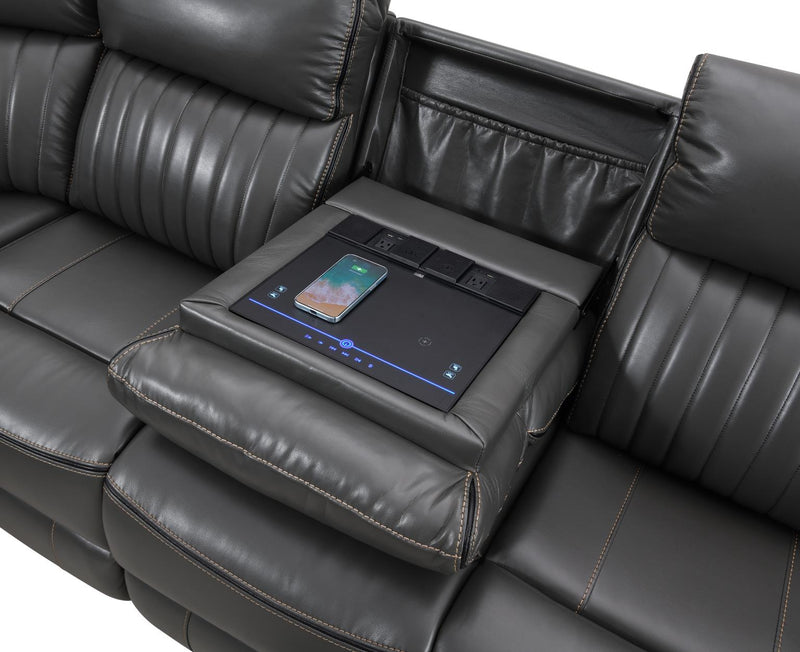 Atronia Gray Power Reclining Sectional W/Screen