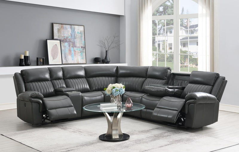 Atronia Gray Power Reclining Sectional W/Screen