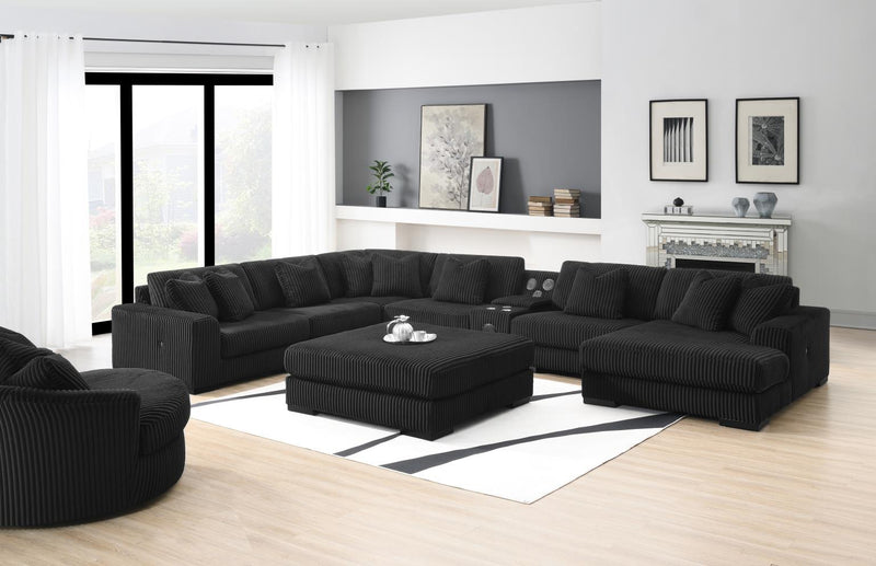 Colección de sofá seccional Bowie Ebony Black para sala de estar