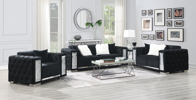 Lamar Black Velvet Living Room Collection
