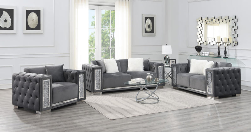 Lamar Gray Velvet Living Room Collection