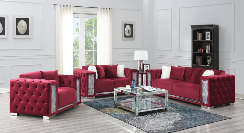 Lamar Burgundy Velvet Living Room Collection