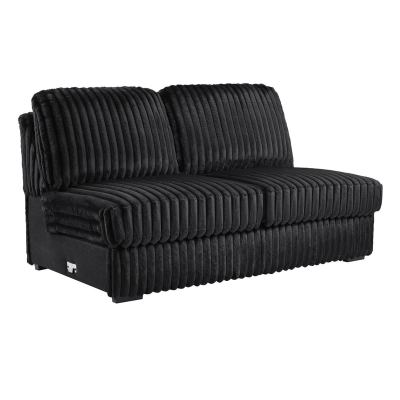 Landon Black Corduroy Sectional Living Room Collection