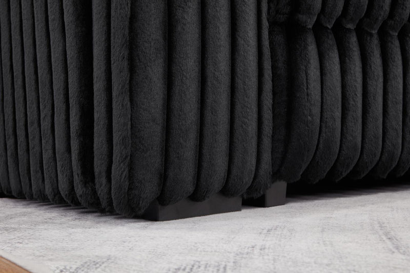 Landon Black Corduroy Sectional Living Room Collection