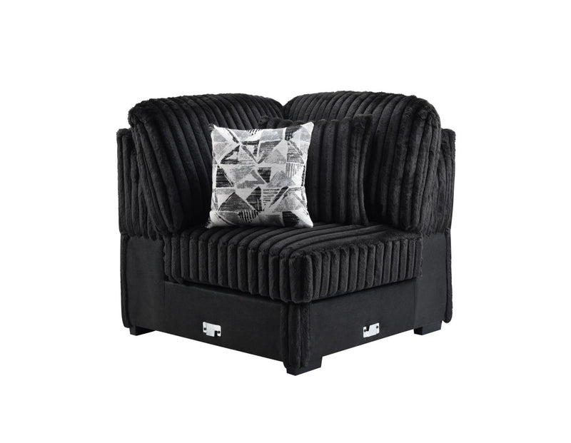 Landon Black Corduroy Sectional Living Room Collection
