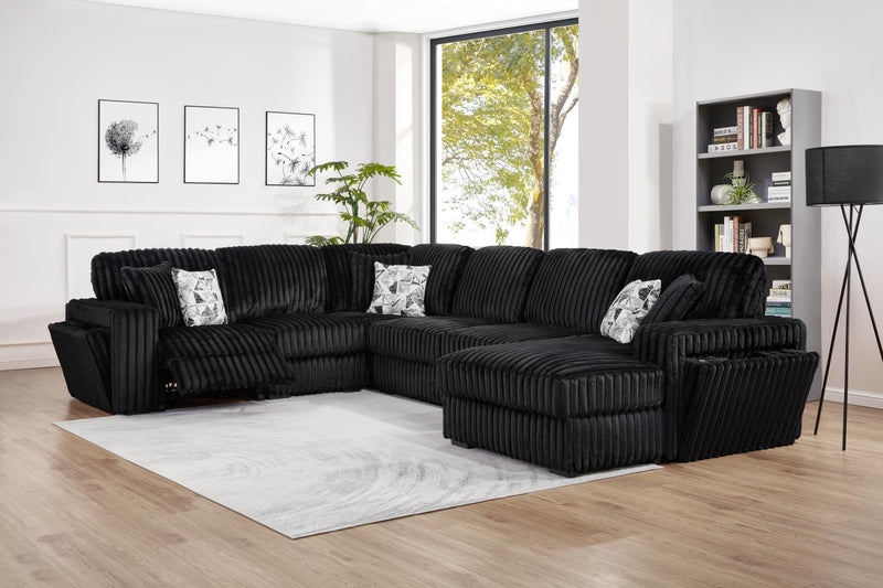 Landon Black Corduroy Sectional Living Room Collection
