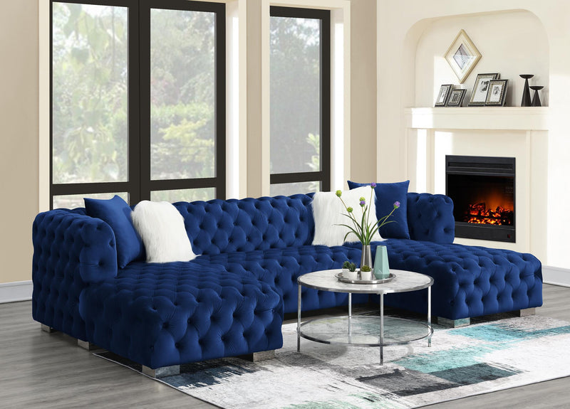 Carin Dark Blue Living Room Collection