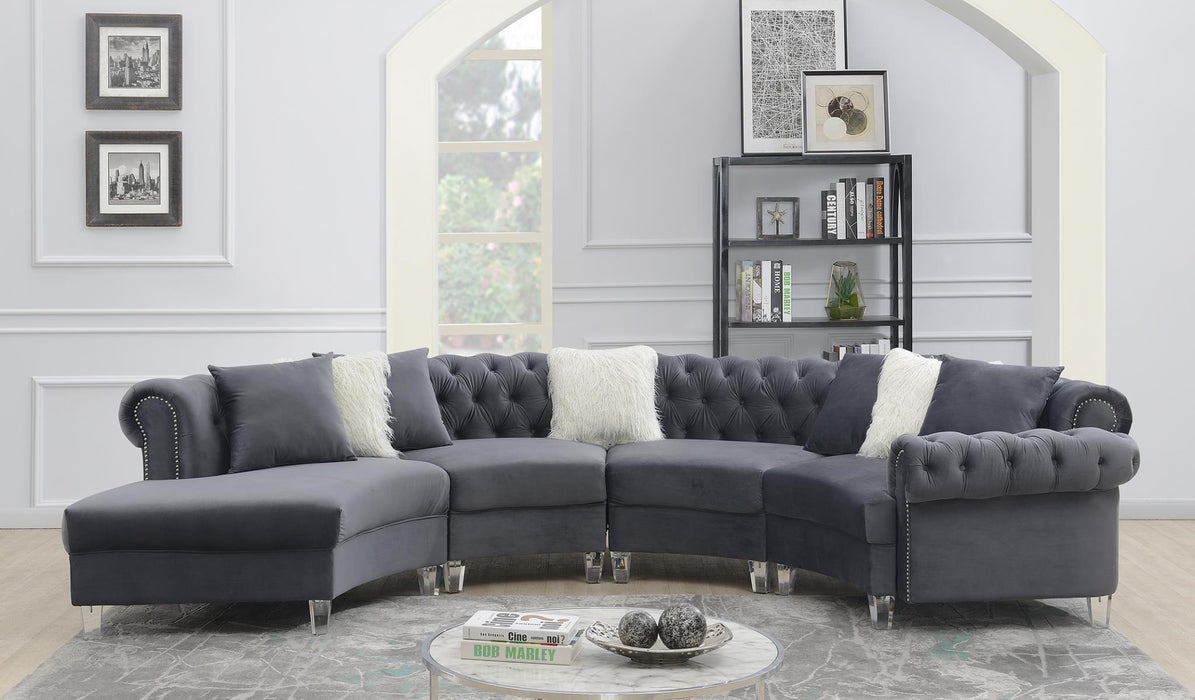 Dark Gray Velvet 4 Pc Sectional