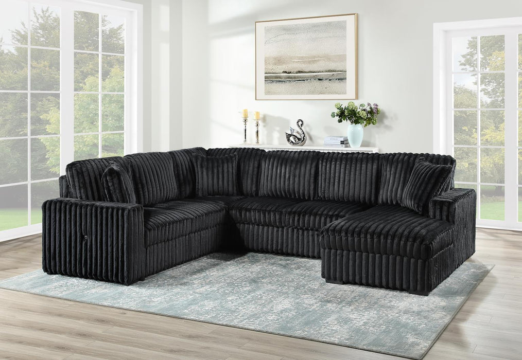 Black 3 Pc Sectional W/Usb